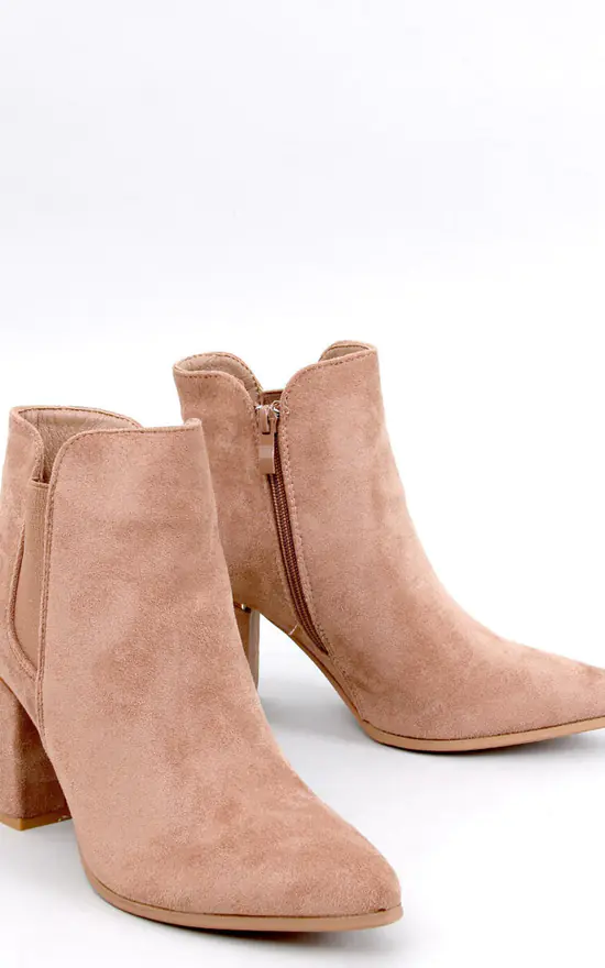 Modische Hellbeige Stiefeletten mit niedrigem Absatz