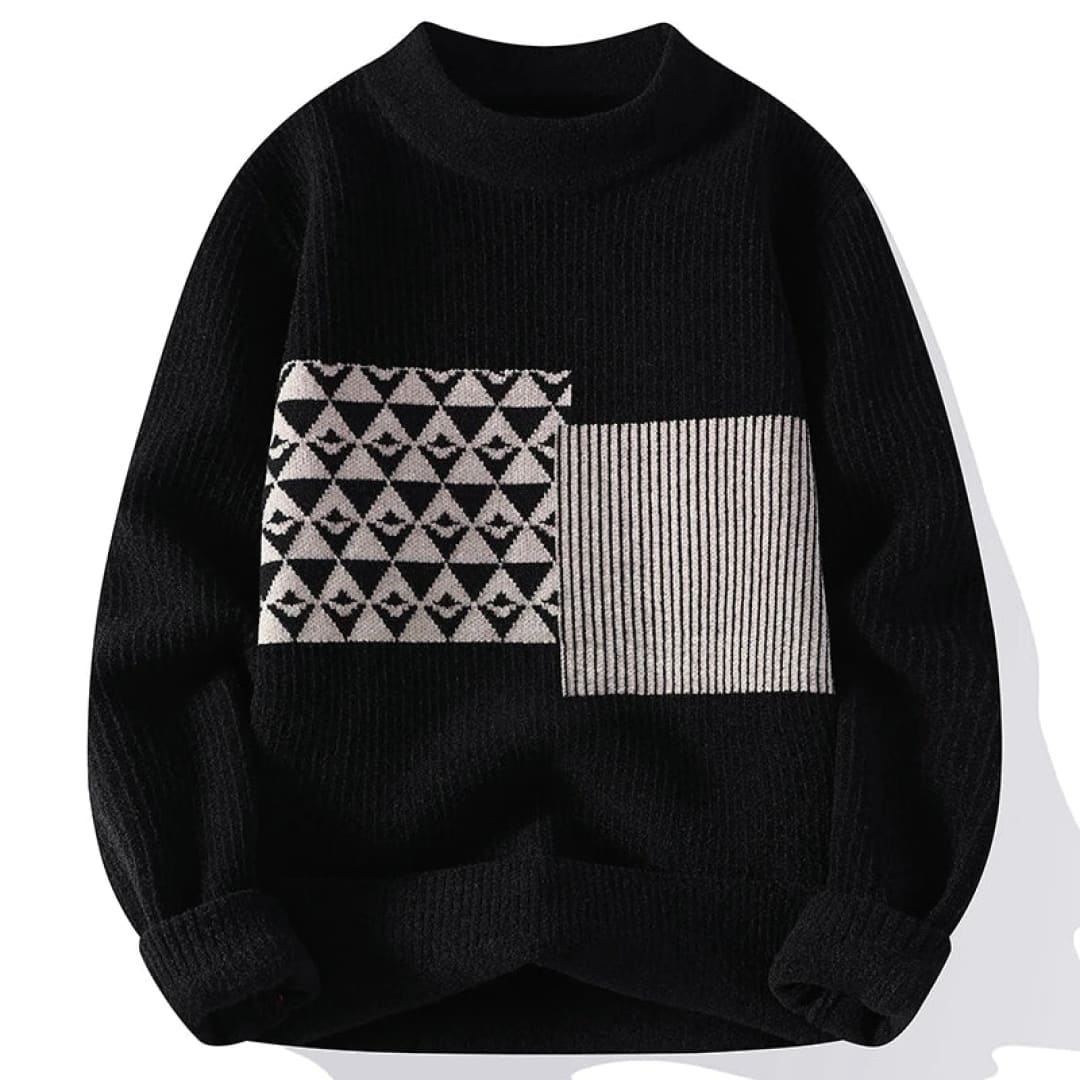 Herrenpullover im Stilvollen Geometrischen Blockdesign