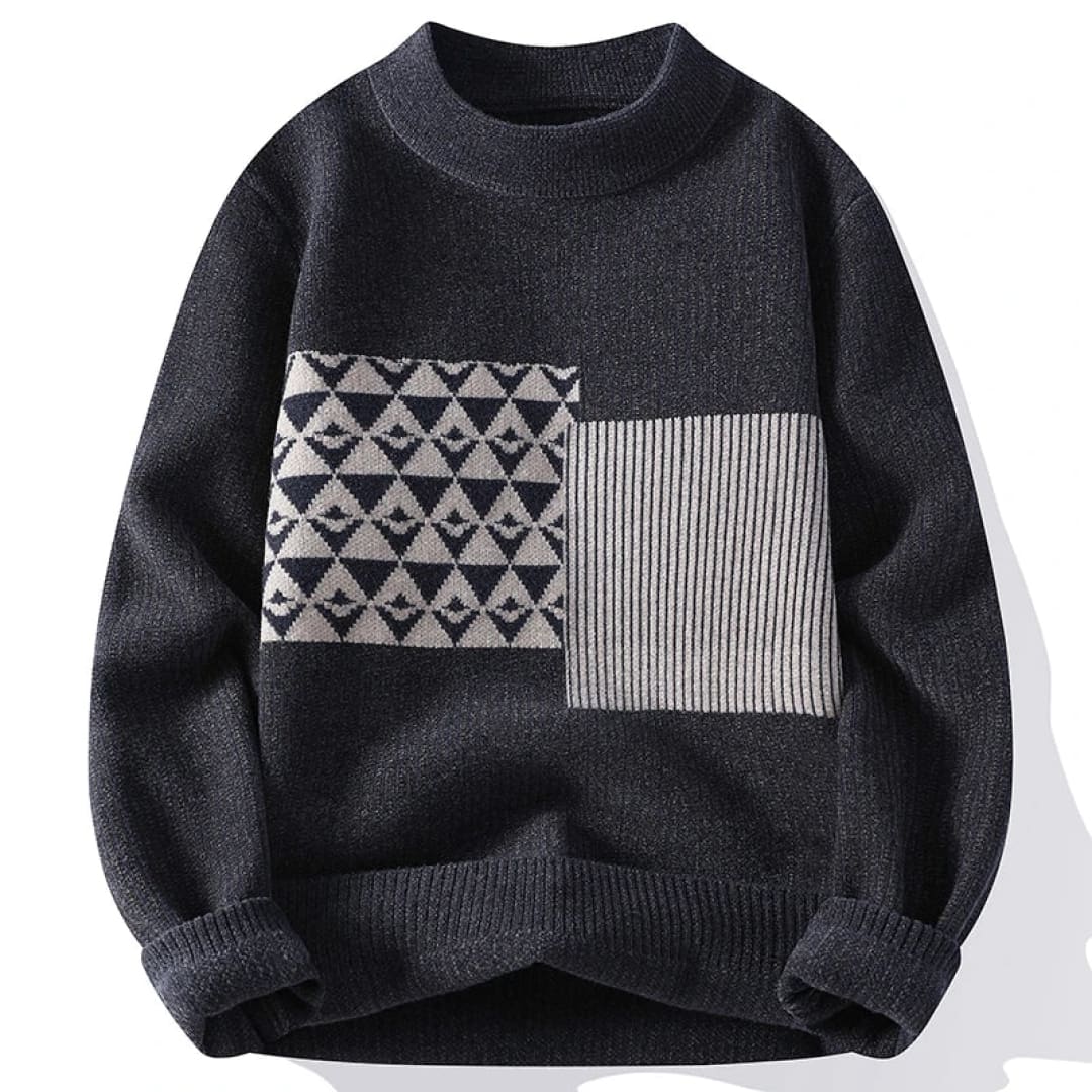 Herrenpullover im Stilvollen Geometrischen Blockdesign