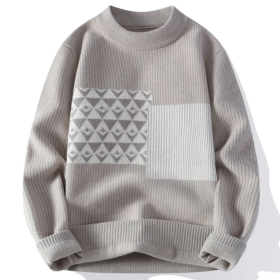 Herrenpullover im Stilvollen Geometrischen Blockdesign